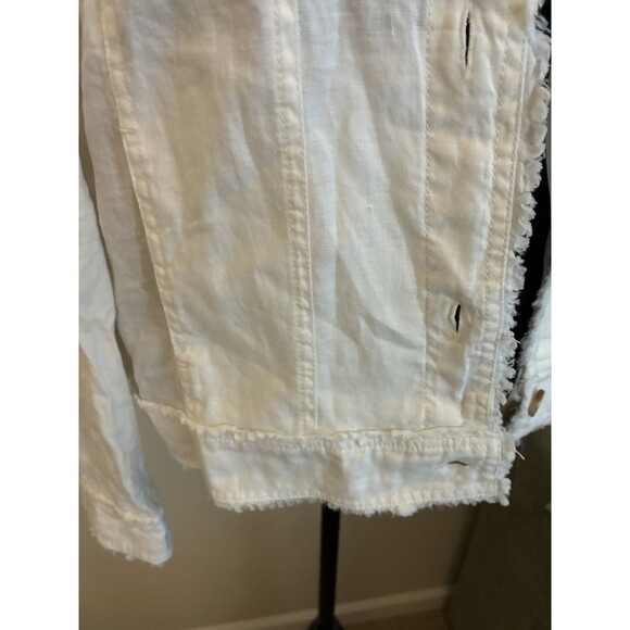NEW Hatley Linen Cropped Jacket Light Weight White Classic Straight Fit Medium - Picture 3 of 6